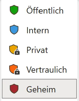 Aktion Vertraulichkeitslabel